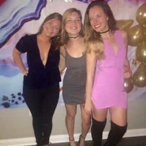 Pink/Purple Tobi Romper With Plunging Neckline